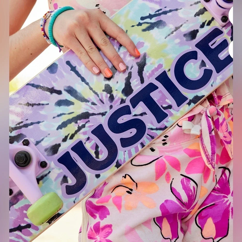 NWT justice girls standard popsicle board tie dye skateboard durable